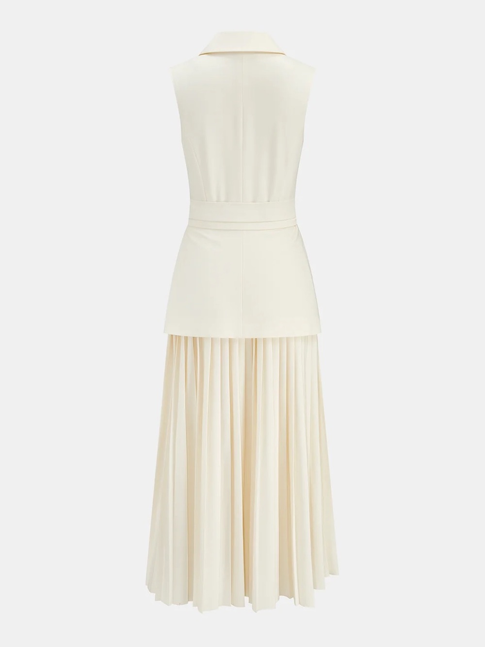 196 Sleeveless Belted Pleated Blazer Dress - Picture 4 of 5